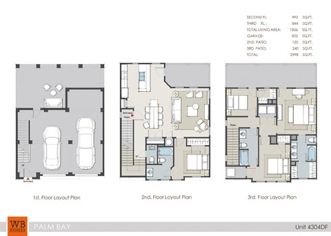 Floor plan for 4 beds, 3.5 baths, 1836 sqft